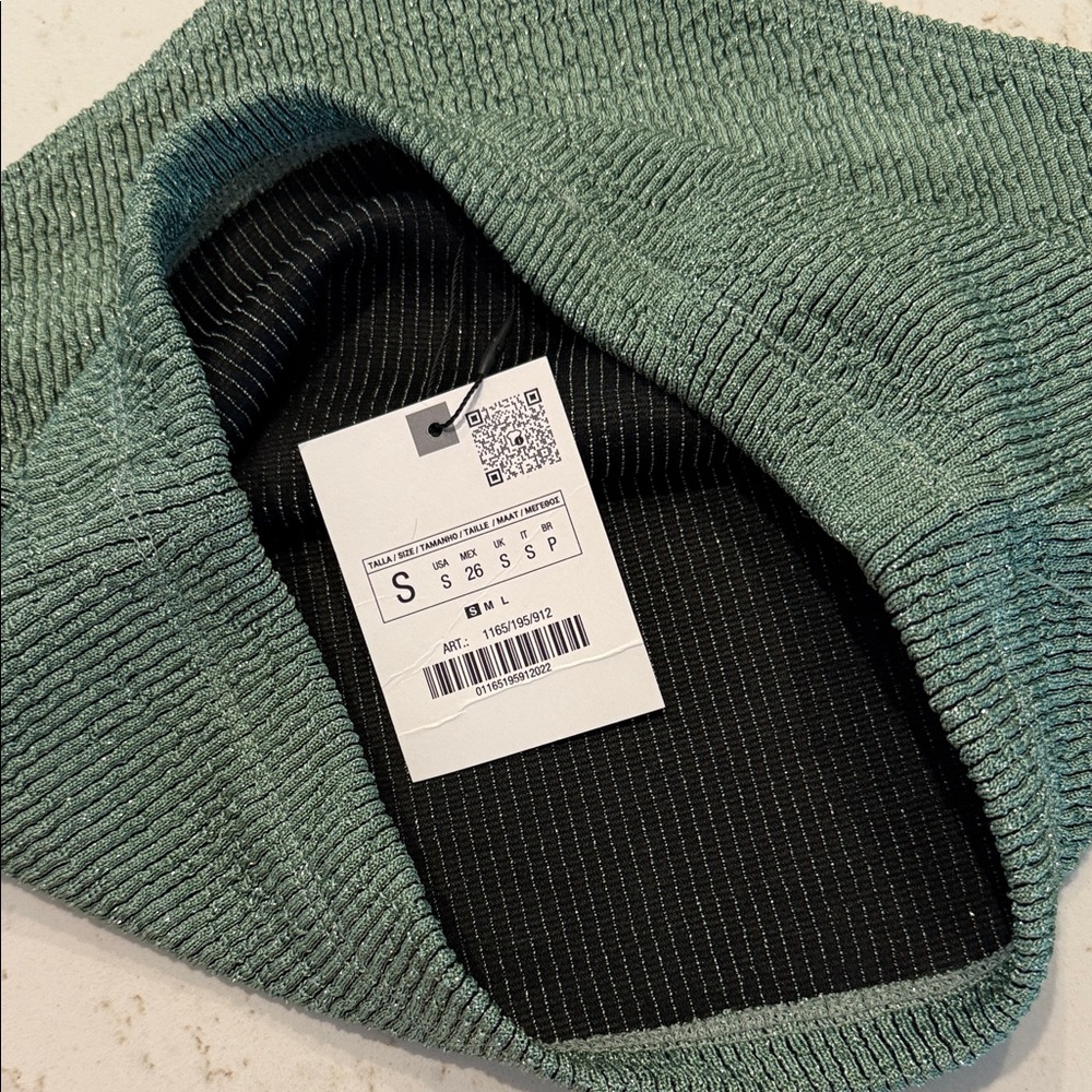 Zara Size Small Metallic Green High-Waisted Bikini Bottoms NWTs - Picture 10 of 10